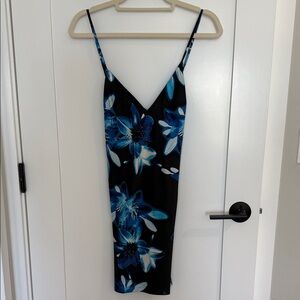 Victoria's Secret Black and Blue Floral Chemise